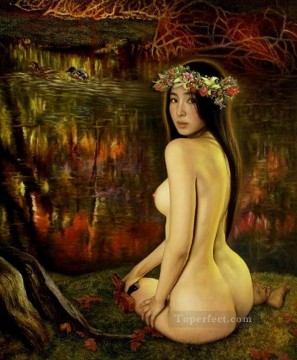 Corlorful Pool Chinese Girl Nude Oil Paintings